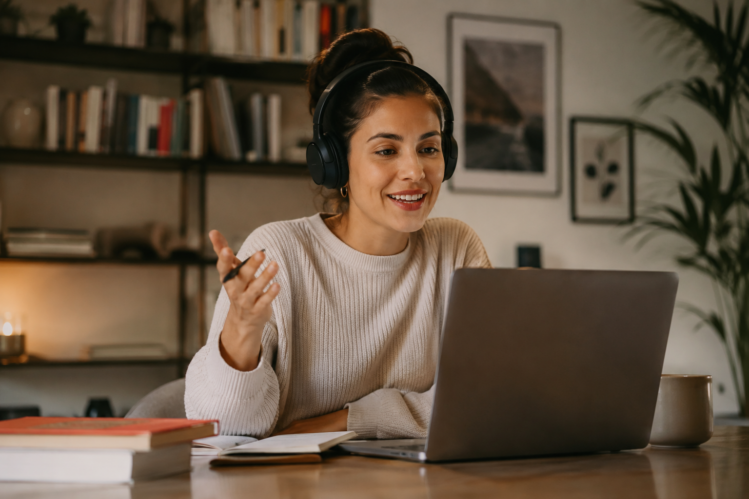 Aluna em aula ao vivo — Open Journey English Program